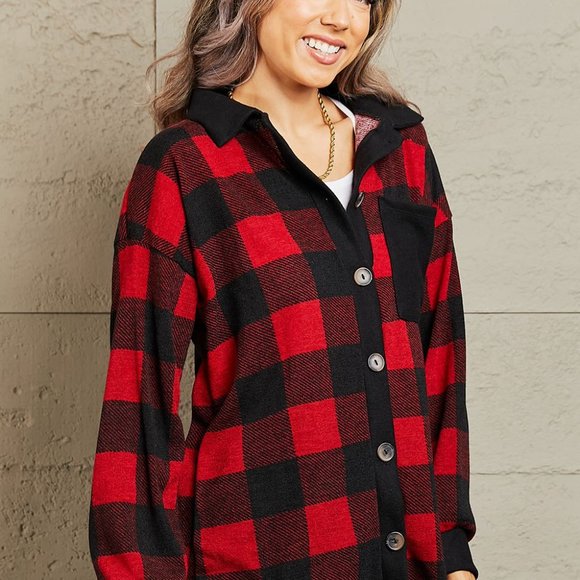 Heimish Make It Last Full Size Contrast Plaid Shacket - Picture 4 of 11